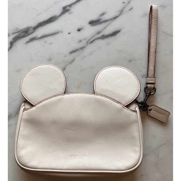 Coach Handbags - Coach X Disney Limited Edition Wristlet Leather Mickey Ears Clutch Purse White